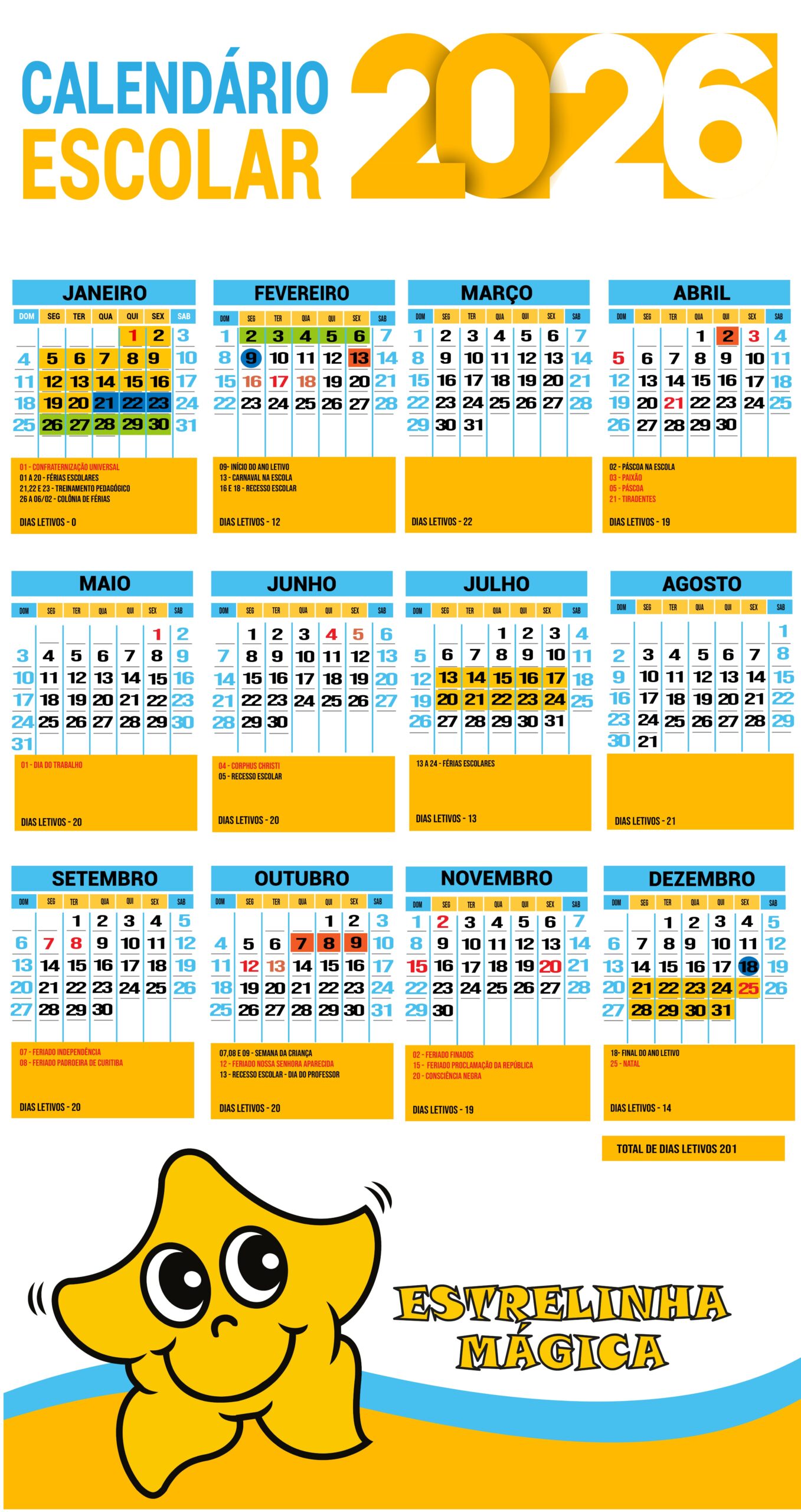 Calendário Estrelinha Mágica 2026